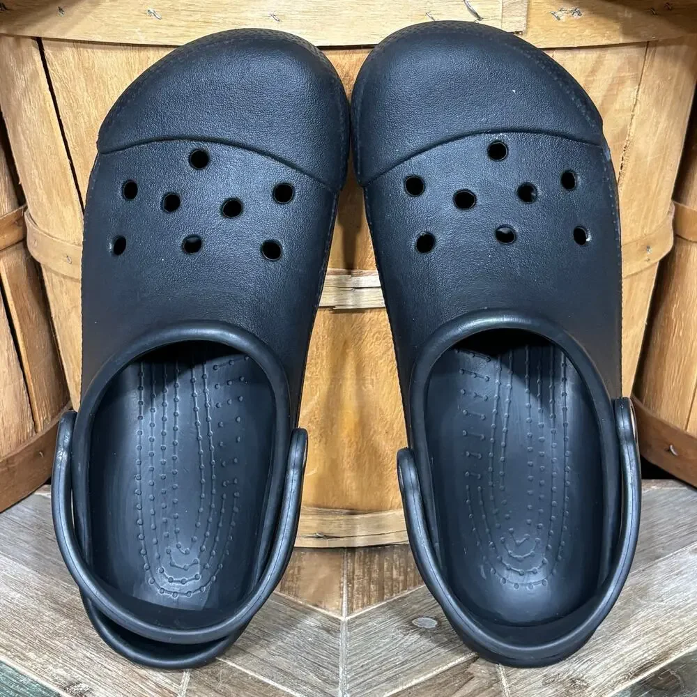 Crocs Reinforce Closed Toe Cap Toe Black Rubber Unisex Clogs Mens Size 8